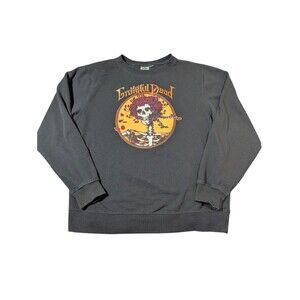 Grateful Dead Sweater Bertha Skeleton and Roses Long Sleeve Black Size X-Large